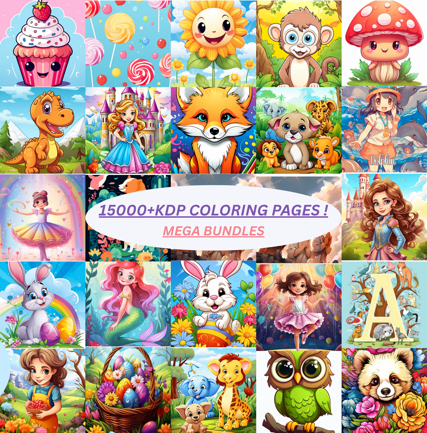 15000+KDP (PLR) COLORING PAGES FOR CHILDREN MEGA BUNDLES.