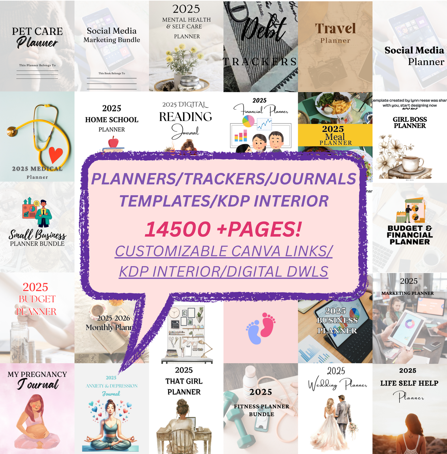 Massive 14,500+ Page Canva Bundle (MRR 2026): 200+ Ready-to-Monetize Templates - Planners, Journals, Trackers & Printables. Includes Master Resell Rights.